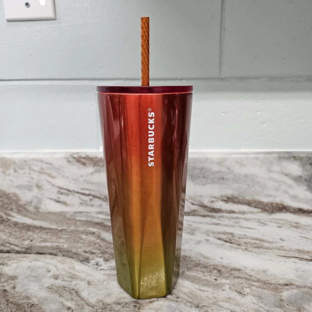 Starbucks 2022 Red to Yellow Ombre Venti 24oz Steel Metal Tumbler HEX Base